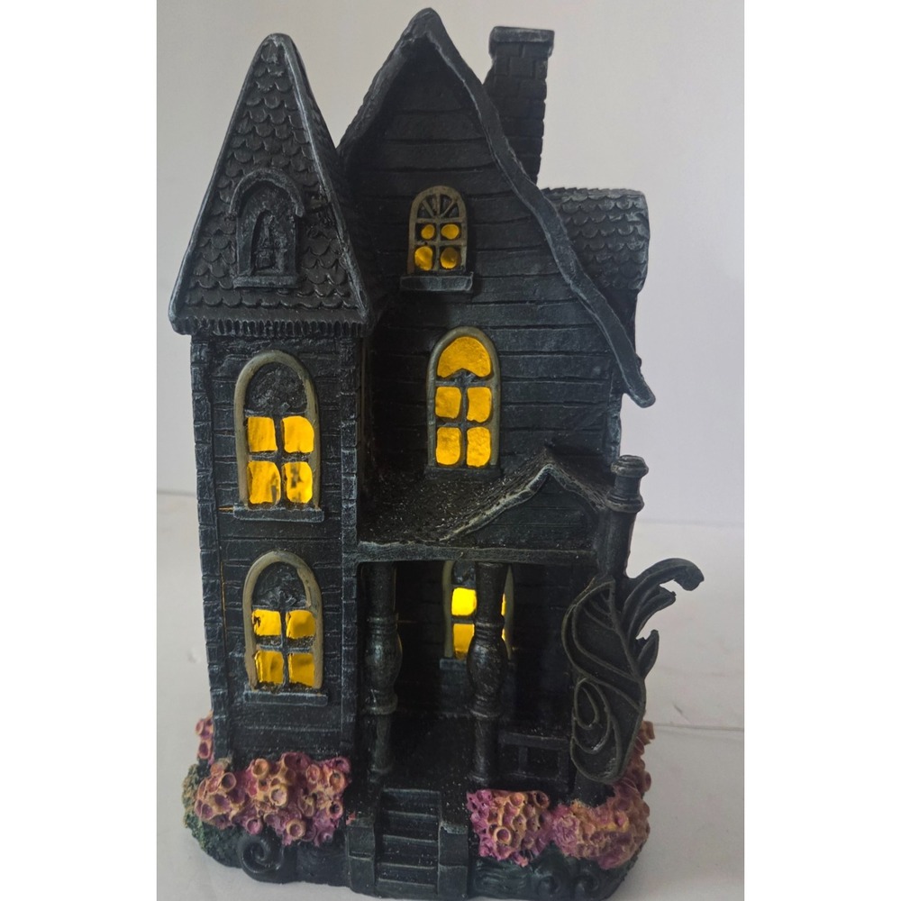 Lighted Haunted House 13th & Elm Halloween Village 10 Inch Gothic LED Decor